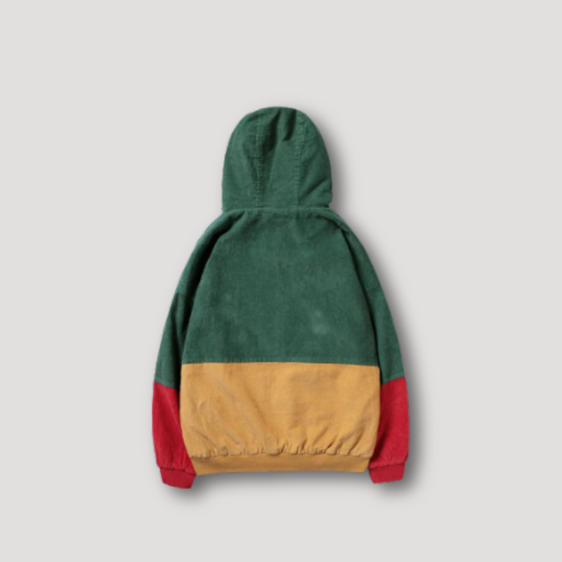 Deven | Trendy color block corduroy jack met capuchon